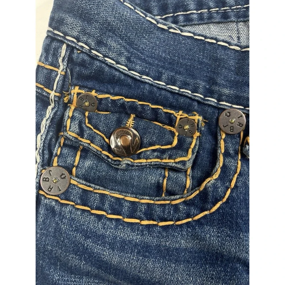 True Religion Joey Super T Mens 32x32 Made in USA Blue Straight Slim-Flare Y2K